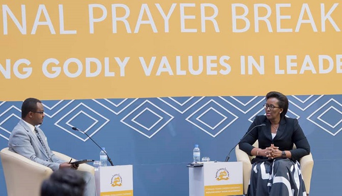 First Lady Jeannette Kagame joined the Young Leaders Pray conference